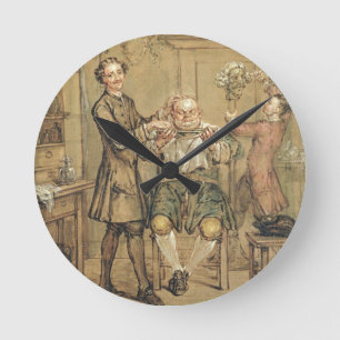 The Barber, c.1760-69 (oil on canvas) Round Clock