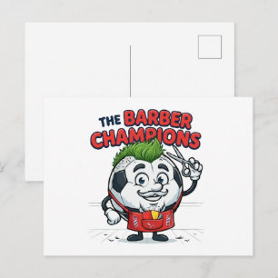 The Barber Champions Soccer Haircut Postcard