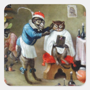 The Barber Monkey Square Sticker