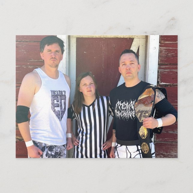 The Barnyard Brawl - Deadly Ed vs Mean Machine Postcard (Front)