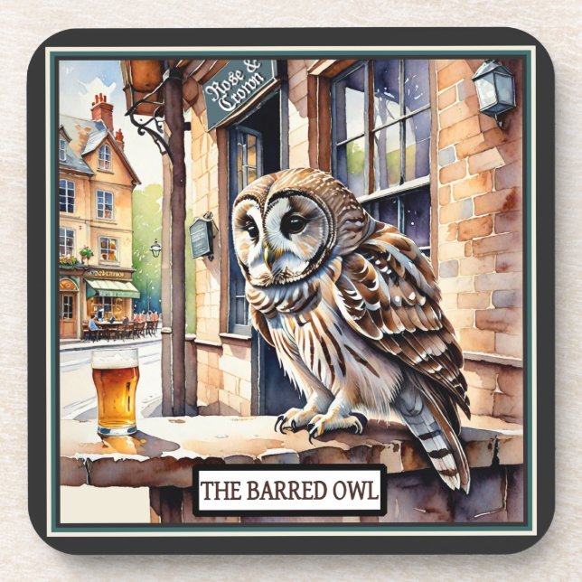 The Barred Owl Barred from a Pub Coaster (Front)