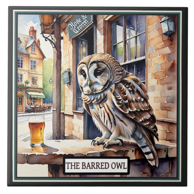 The Barred Owl Barred from a Pup Ceramic Tile (Front)