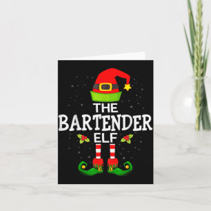 The Bartender Elf Christmas Family Matching Pajama Card