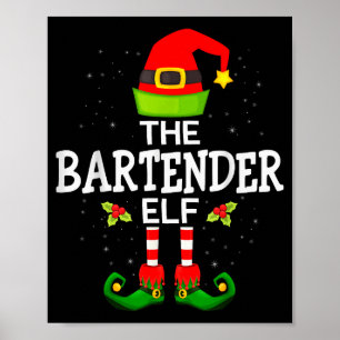 The Bartender Elf Christmas Family Matching Pajama Poster