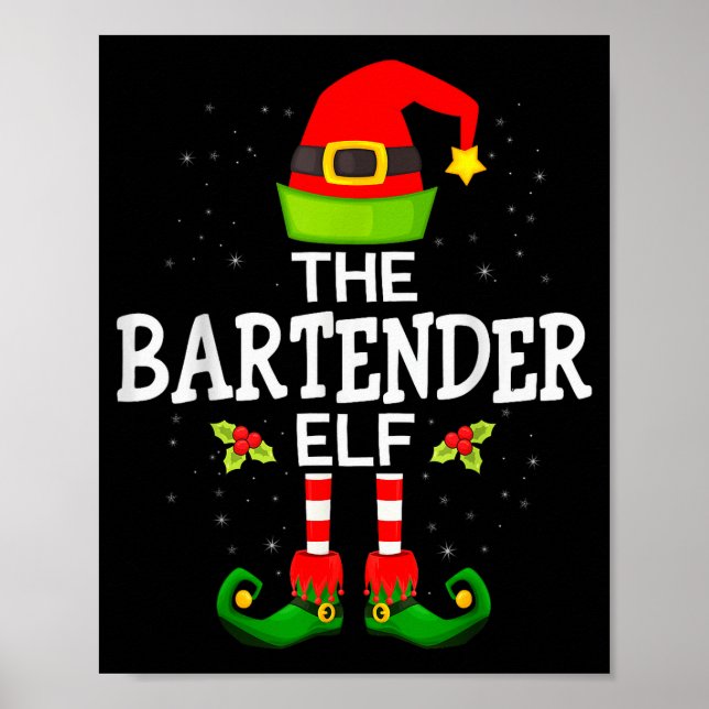 The Bartender Elf Christmas Family Matching Pajama Poster (Front)