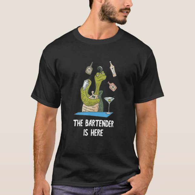 The Bartender Is Here Mixologist Bar Worker Turtle T-Shirt (Front)
