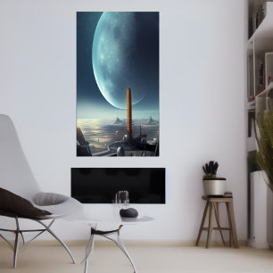 The base on a alien world   AI Art Poster