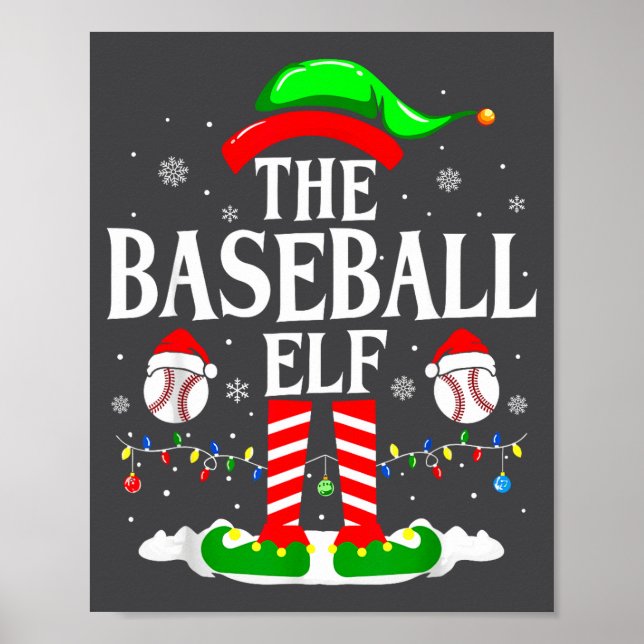 The Baseball Elf Funny Christmas Srt Lovers Xmas E Poster (Front)