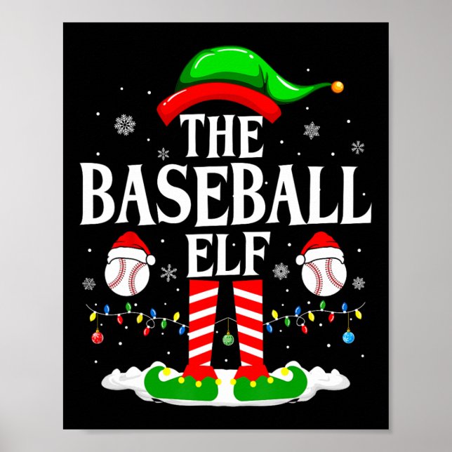 The Baseball Elf Funny Matching Xmas Baseball Chri Poster (Front)