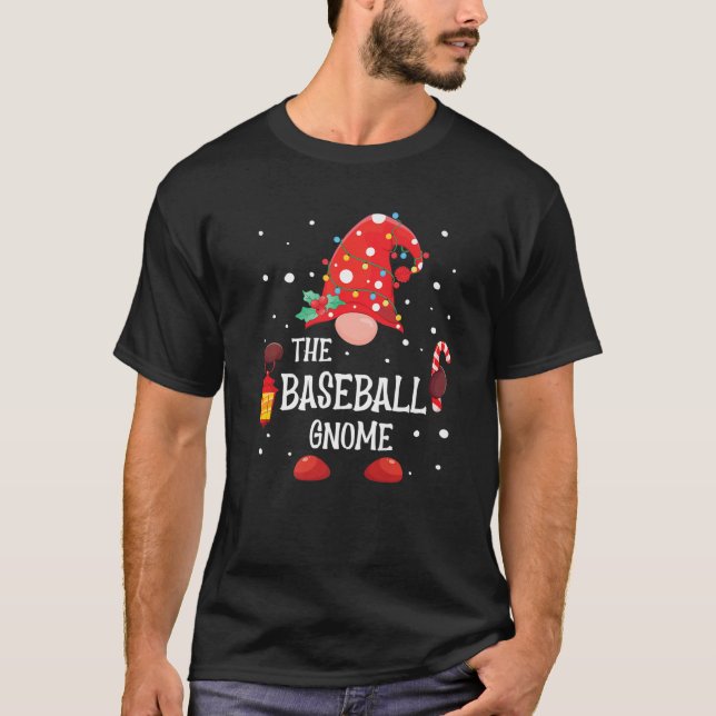 The Baseball Gnome Matching Family Christmas Gnome T-Shirt (Front)