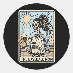 The Baseball Mum Skeleton Tarot, Baseball Mama Mot Classic Round Sticker