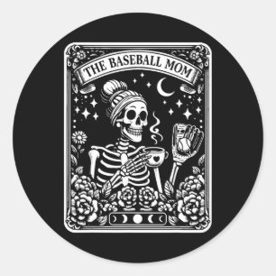The Baseball Mum Tarot Card Skeleton Coffee Mother Classic Round Sticker