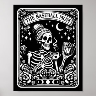 The Baseball Mum Tarot Card Skeleton Coffee Mother Poster