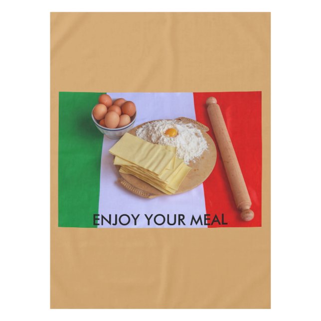 the basic ingredients of lasagne cotton tablecloth (Front)