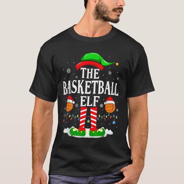 The Basketball Elf Bball Xmas Basketball Christmas T-Shirt (Front)
