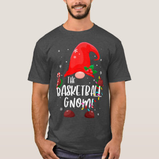 The Basketball Gnome Christmas Lights Matching Fam T-Shirt