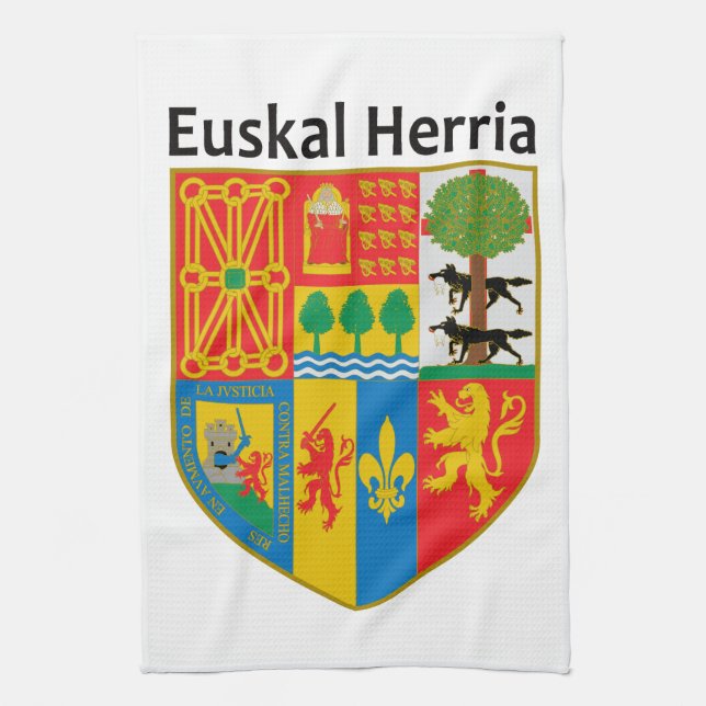 The Basque Country (Euskal Herria) coat of arms, Tea Towel (Vertical)