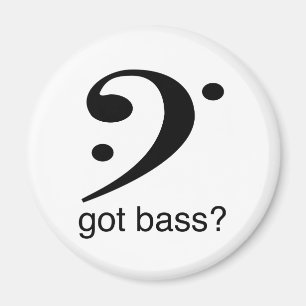 The bass clef icon with the got bass?, slogan. magnet