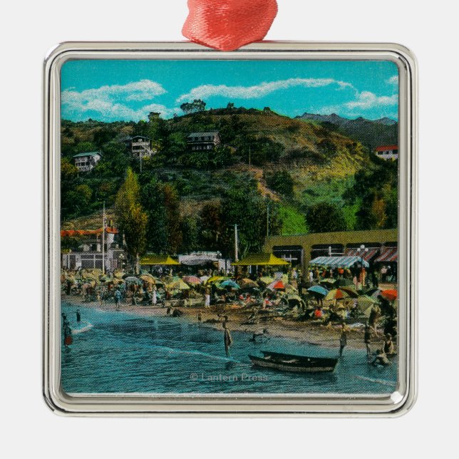 The Bathing Beach at Avalon, Catalina Island Metal Ornament (Front)