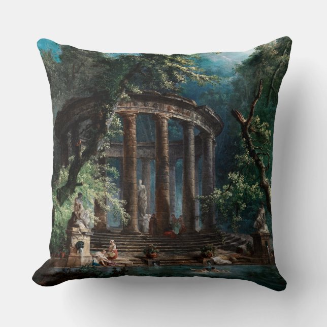 The Bathing Pool by Hubert Robert 2nd Edition Cushion (Front)