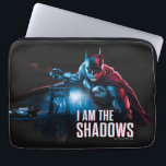 The Batman Character Graphic - I Am The Shadows Laptop Sleeve<br><div class="desc">Batman character art,  featuring the Batmobile driving over a bridge and the text: "I Am The Shadows".</div>