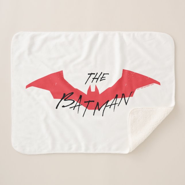The Batman Handwritten Bat Logo Sherpa Blanket (Front (Horizontal))