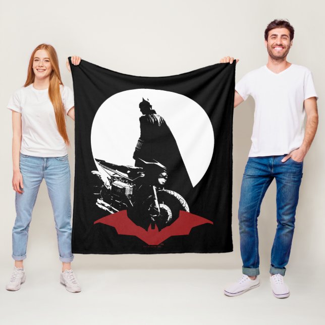 The Batman Motorcycle Silhouette Fleece Blanket (In Situ)