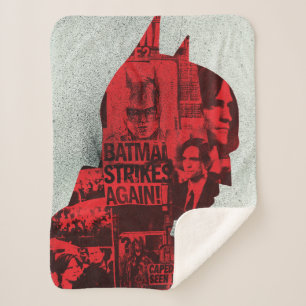 The Batman Newspaper Silhouette Sherpa Blanket