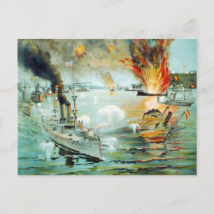 The Battle of Manila Bay Spanish American War Postcard
