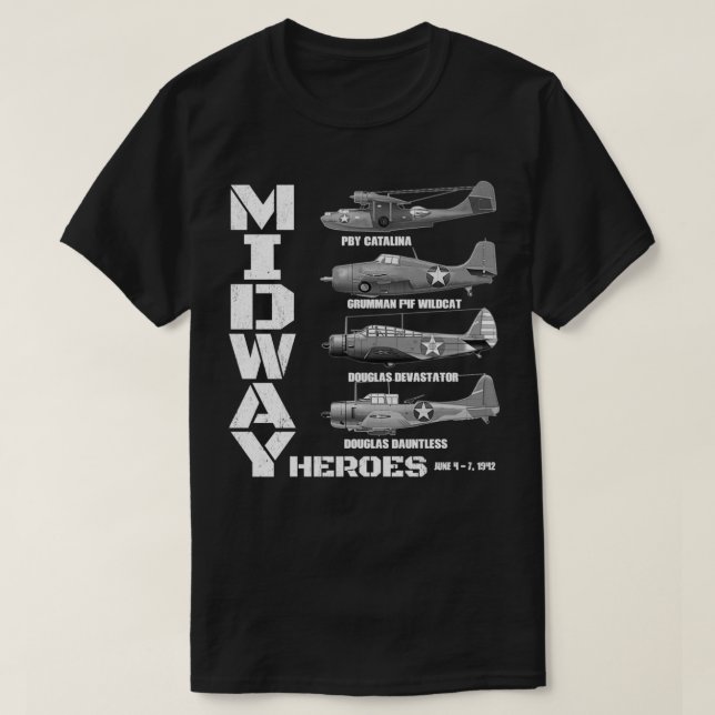 The Battle of Midway Plane Spotting American WW2 P T-Shirt (Design Front)
