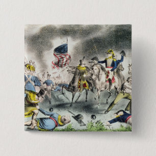 The Battle of New Orleans, pub.Nathaniel Currier 15 Cm Square Badge