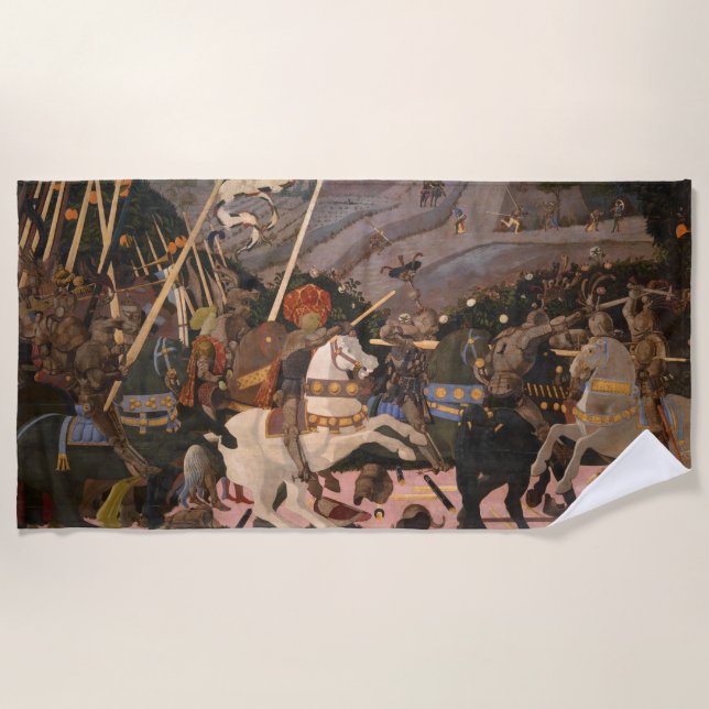 The Battle of San Romano (Mediaeval War Painting) Beach Towel (Front)