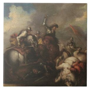The Battle of the Cavaliers (oil on canvas) Ceramic Tile