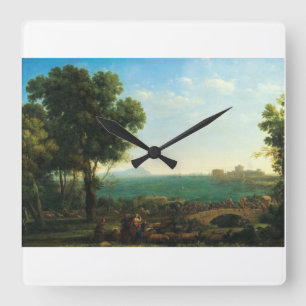 The Battle of the Milvian Bridge by Claude Lorrain Square Wall Clock
