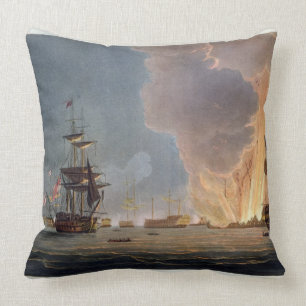 The Battle of the Nile, 1st August 1798, engraved Cushion