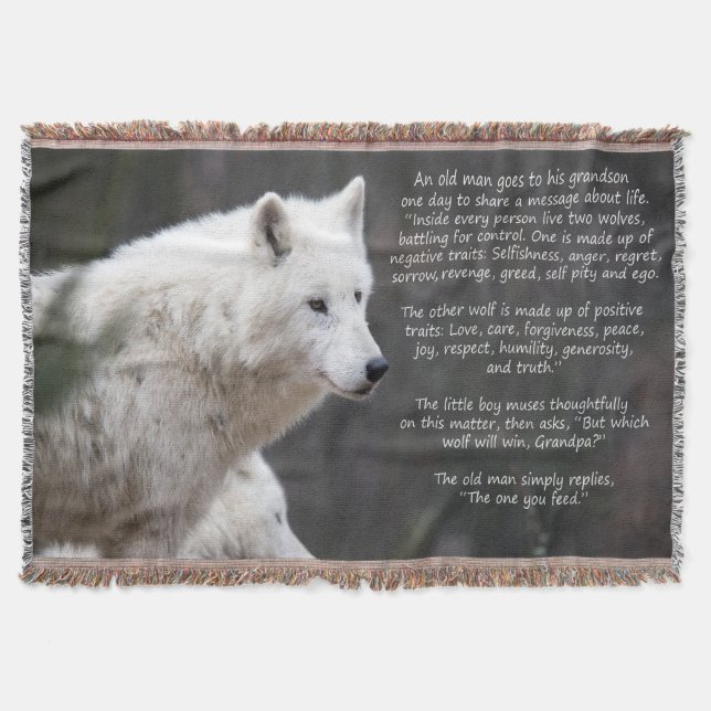 The Battle of the Two Wolves Throw Blanket (Front)