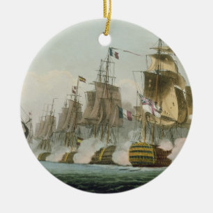 The Battle of Trafalgar, 21st October 1805, engrav Ceramic Ornament