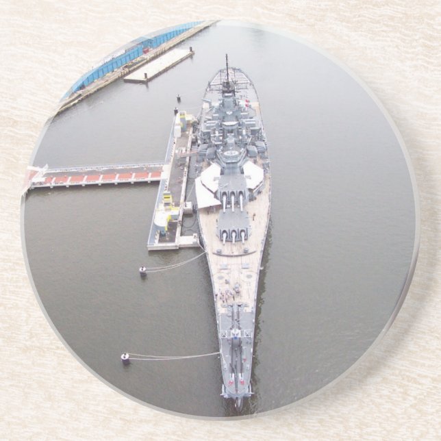 The battleship New Jersey from above  Beverage Coa Coaster (Front)