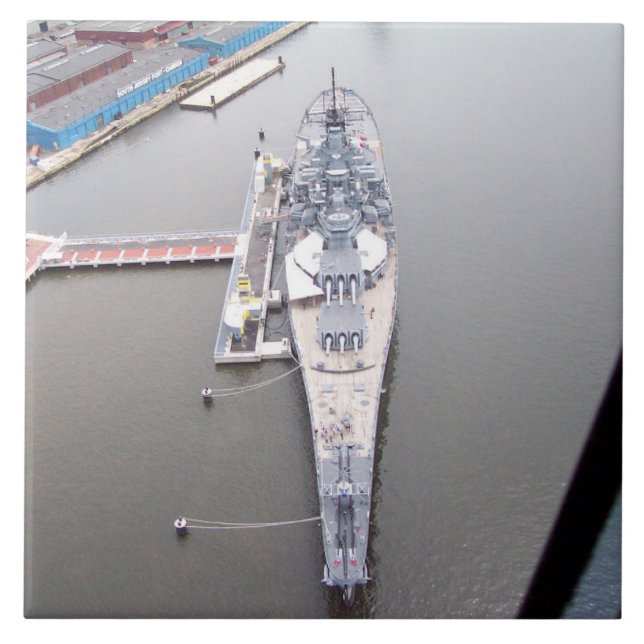 The battleship New Jersey from above   Ceramic Tile (Front)