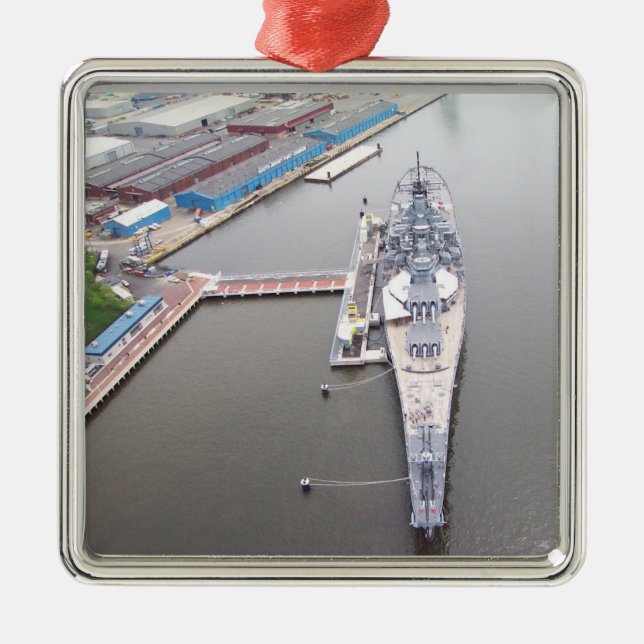 The battleship New Jersey from above Metal Ornament (Front)