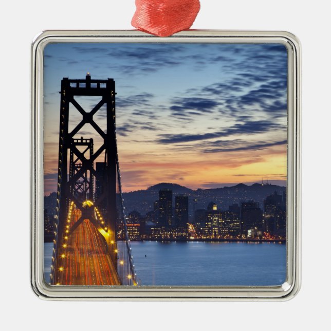 The Bay Bridge from Treasure Island Metal Tree Decoration (Front)