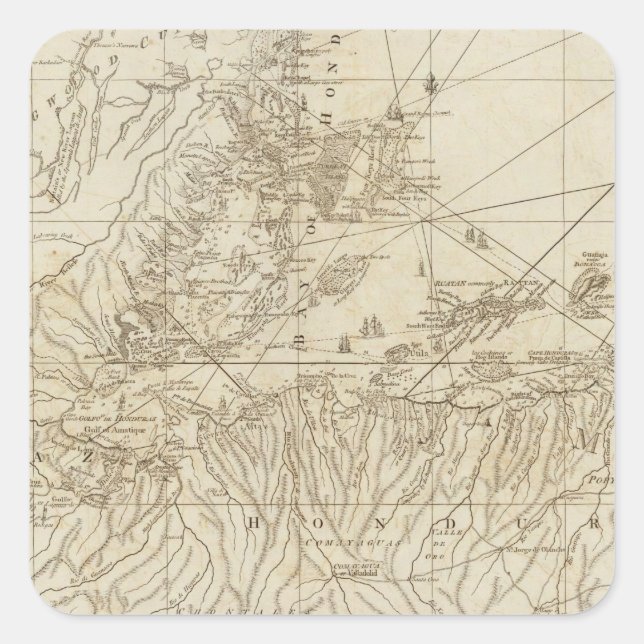 The Bay of Honduras Square Sticker (Front)
