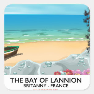 The Bay of Lannion France travel poster Square Sticker