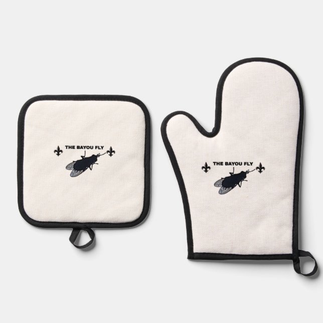 The Bayou Fly Oven Mitt & Pot Holder Set (Front)