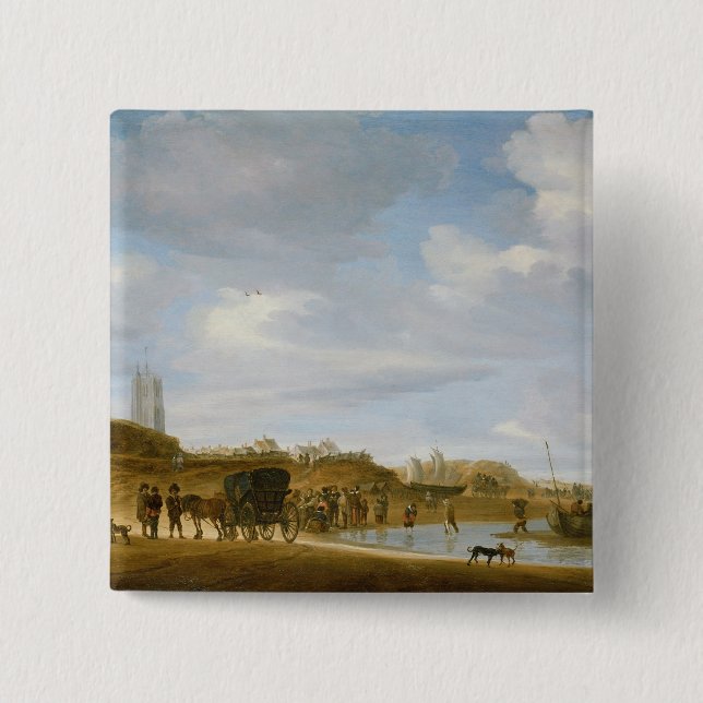 The Beach at Egmond-an-Zee 15 Cm Square Badge (Front)