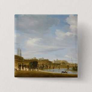 The Beach at Egmond-an-Zee 15 Cm Square Badge