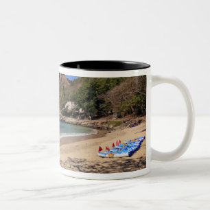 The beach at Pigeon Island National Park Two-Tone Coffee Mug