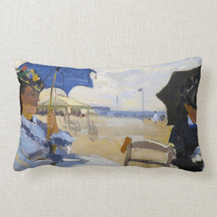 The Beach at Trouville Claude Monet Lumbar Cushion