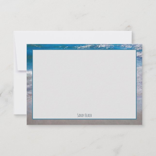 The Beach Blue White Coastal Ocean Wave Phrase Thank You Card (Front)