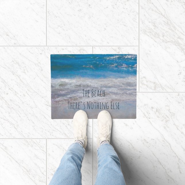 The Beach Blue White Tropical Coastal Ocean Waves Doormat (Indoor)